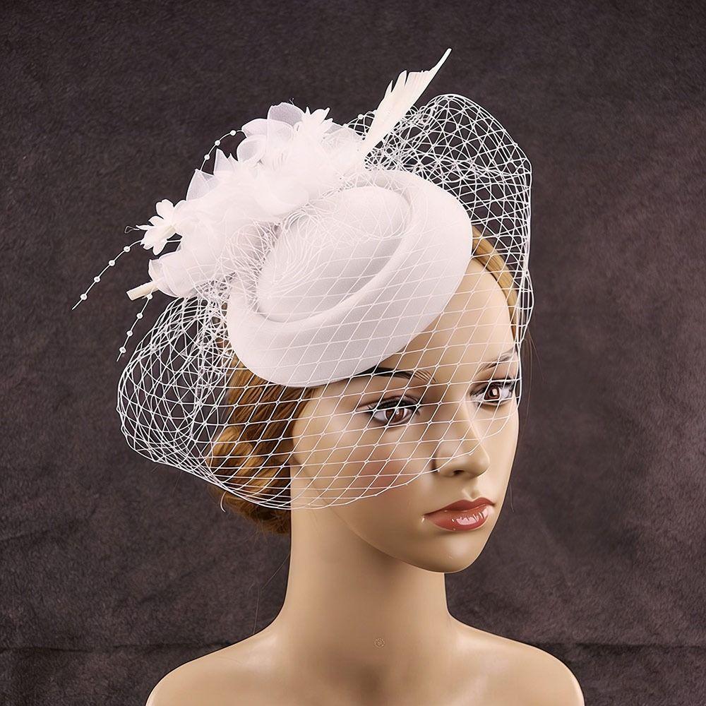 Veil Fascinator Caps Mesh Ribbons Headress Fashion Fascinator  Wedding