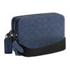 Coach Charter 19 Classic Monogram Double Zipper Closure Fabric And Leather Shoulder Crossbody Bag Small Men Bags Washed-Blue CU206-D61