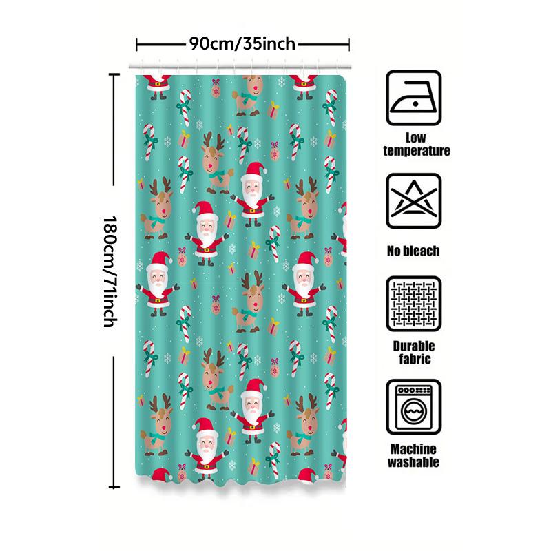 Tu Christmas Shower Curtain Festive Holiday Decor Waterproof Bathroom Set Merry Xmas Pattern Farmhouse Style Modern Design Holid
