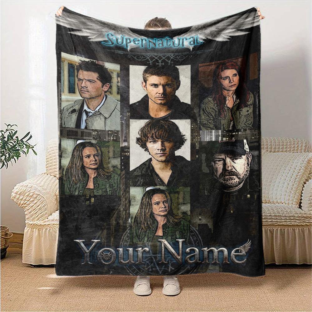Name Custom Supernatural Print Flannel Blanket High Quality Warm Comfortable Cover for All Seasons Perfect for Gifts Home Decor