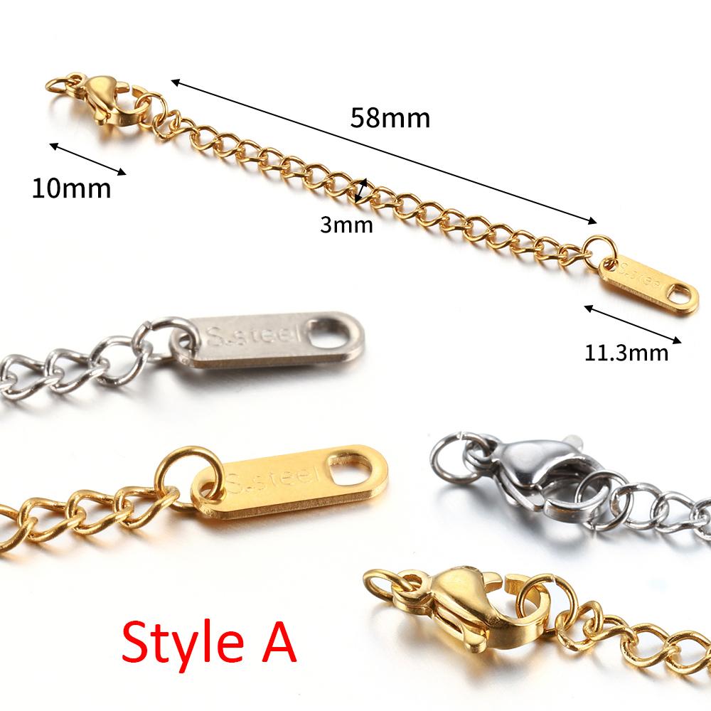 10-20pcs Stainless Steel Extended Extension Tail Chain Lobster Clasps Connector for Bracelet Necklace DIY Jewelry Making Finding