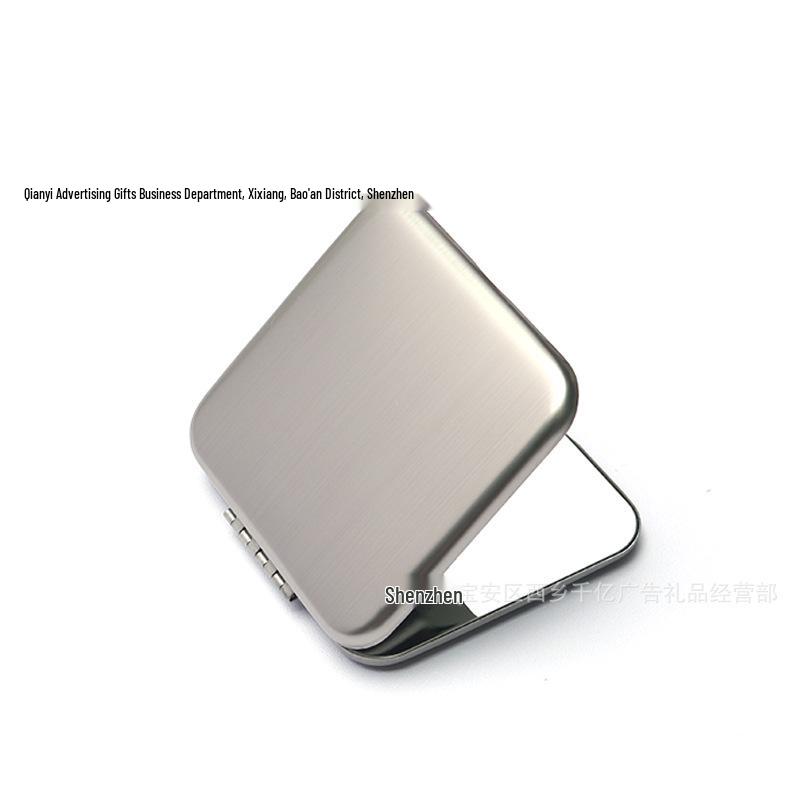 Engravable Stainless Steel Foldable Makeup Mirror - Unbreakable, Portable, Round/Square Design, Compact Size