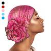 Bronzing Flower Women's Hat Elastic Casual Hair Bonnets African Turban Caps  Four Seasons