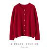 Womens 100% Cashmere Knit Cardigan Sweater Thick Round Neck Long Sleeve Winter Casual Office Wear