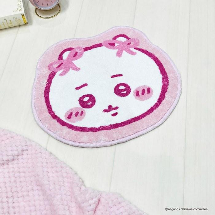 MORIPiLO Chiikawa Entrance Mat - Indoor, Small, Cute, Approx. 40cm (Ribbon Pink) - 31 x 37 cm