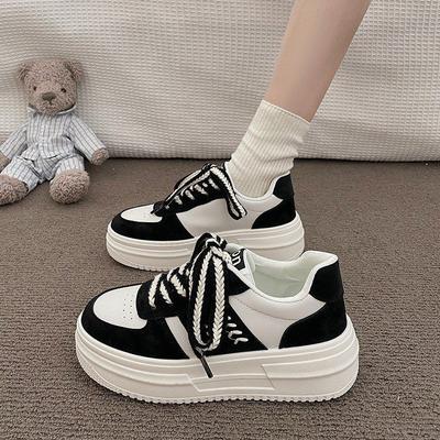 Women's Sneakers  Autumn New Rubber Soft Bottom Platform Platform Wheat Color Matching Round Head Leisure Sneaker Mixed Batch