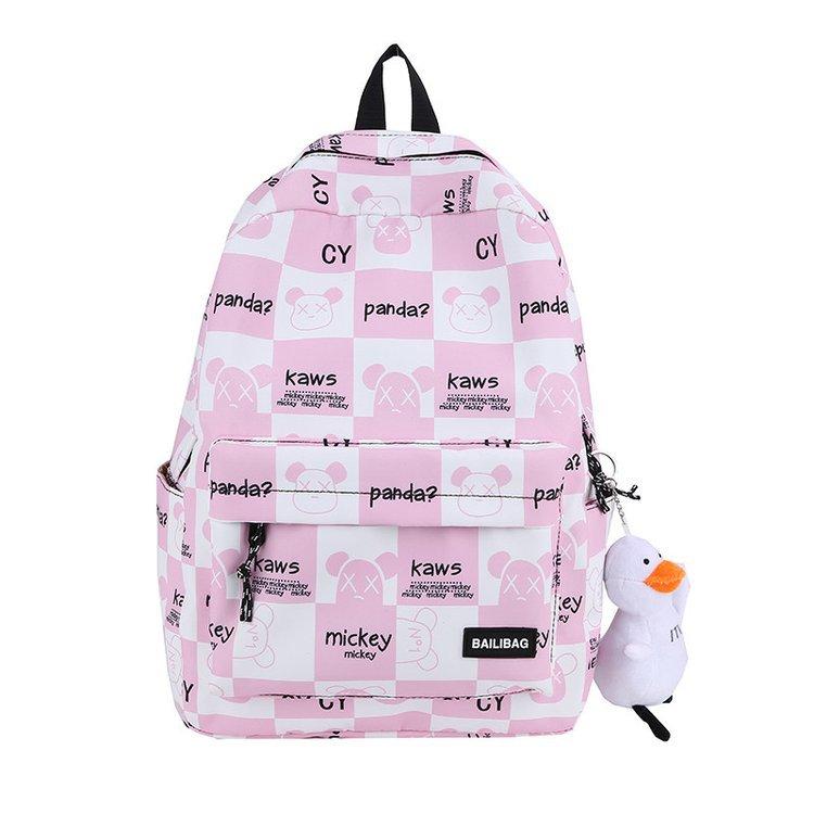 Schoolbag new checkerboard printing backpack fashion trend large capacity casual simple versatile junior high school student backpack