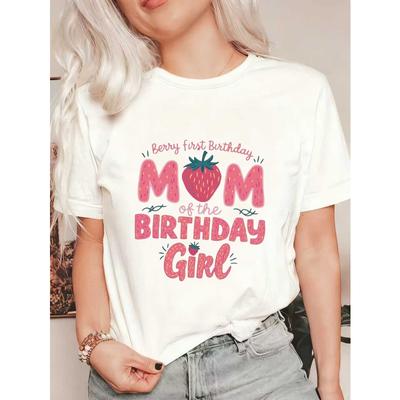 Schwarzes Oversized T-Shirt Mama des Geburtstagskindes Berry Erster Geburtstag Erdbeerdruck für Mutter Geburtstagsfeier