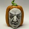 Pumpkin Face Sculpture Spooky Ghost Face Resin Pumpkin Figurine Halloween Tabletop Decoration for Indoor Outdoor Patio Home Decor