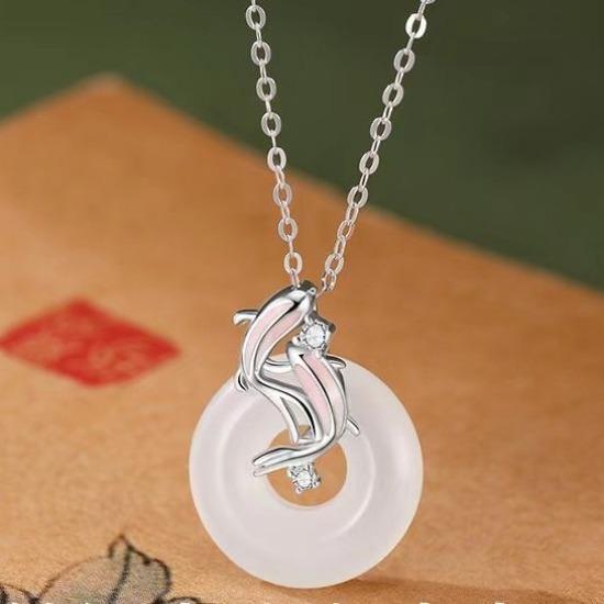 Koi Safety Buckle Pendant Platinum Necklace Women's Light Luxury Niche Premium Design Valentine's Day Gift