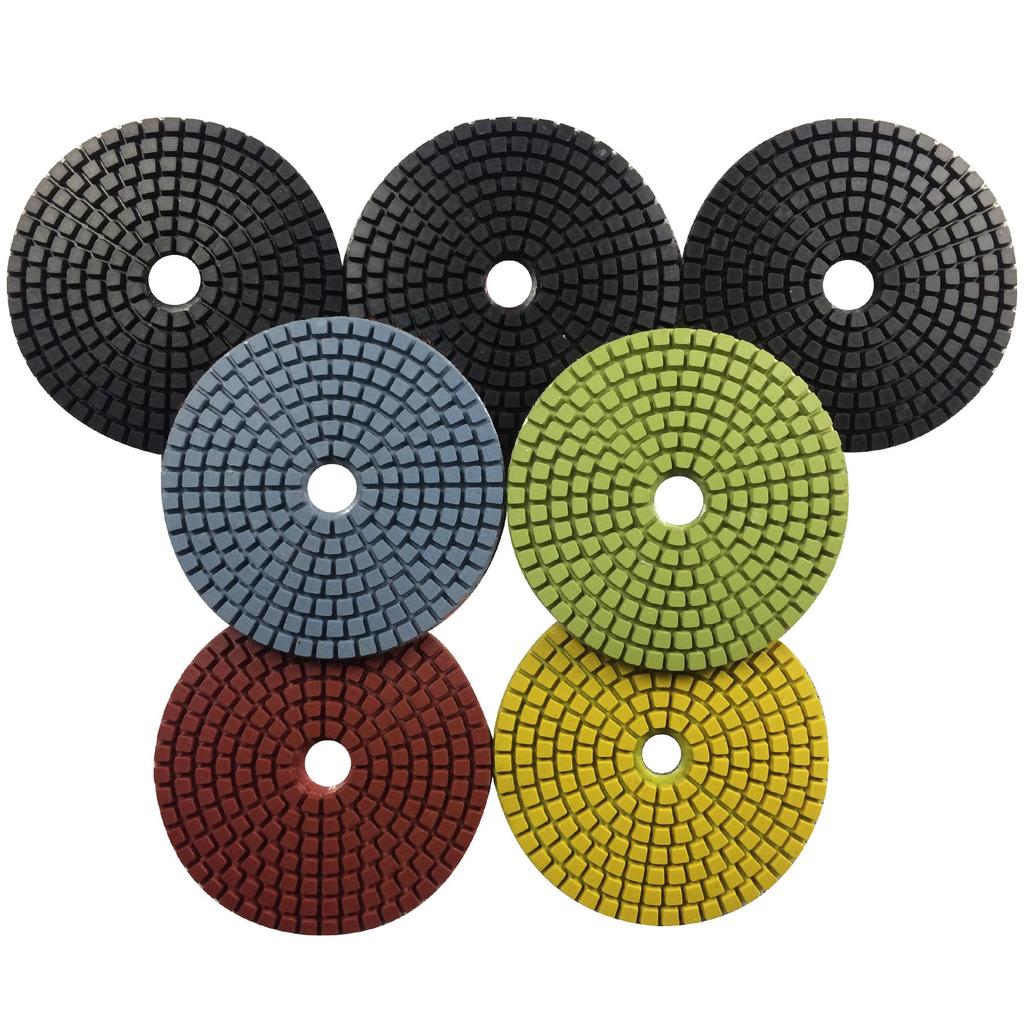 Konfor 10cm Wet Grinding Diamond Cutter Rim for Marble and Granite, 50-3000 Grit, 7-Piece Set
