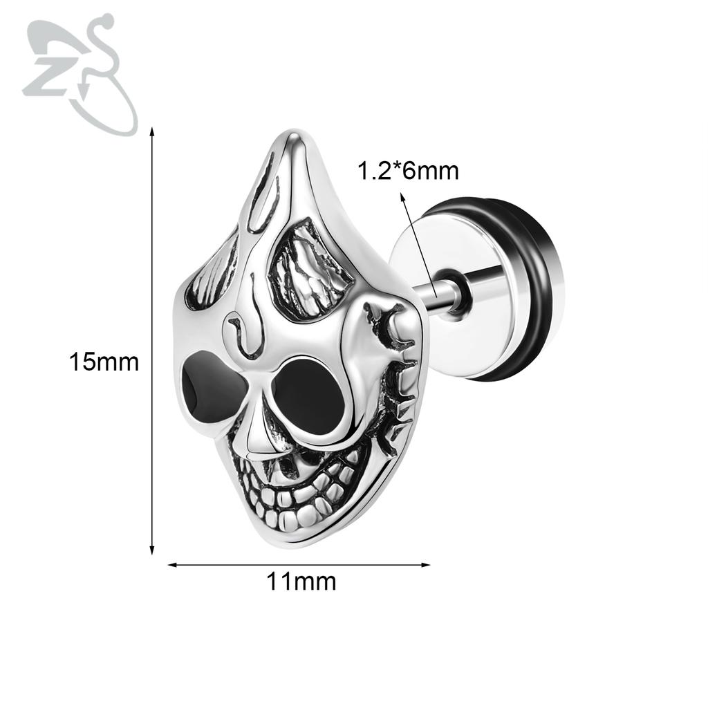 ZS 1 PC Punk Gothic Skull Stud Earring For Men Women Spider Snake Earrings Ear Studs Cartilage Helix Lobe Piercing Jewelry 16G