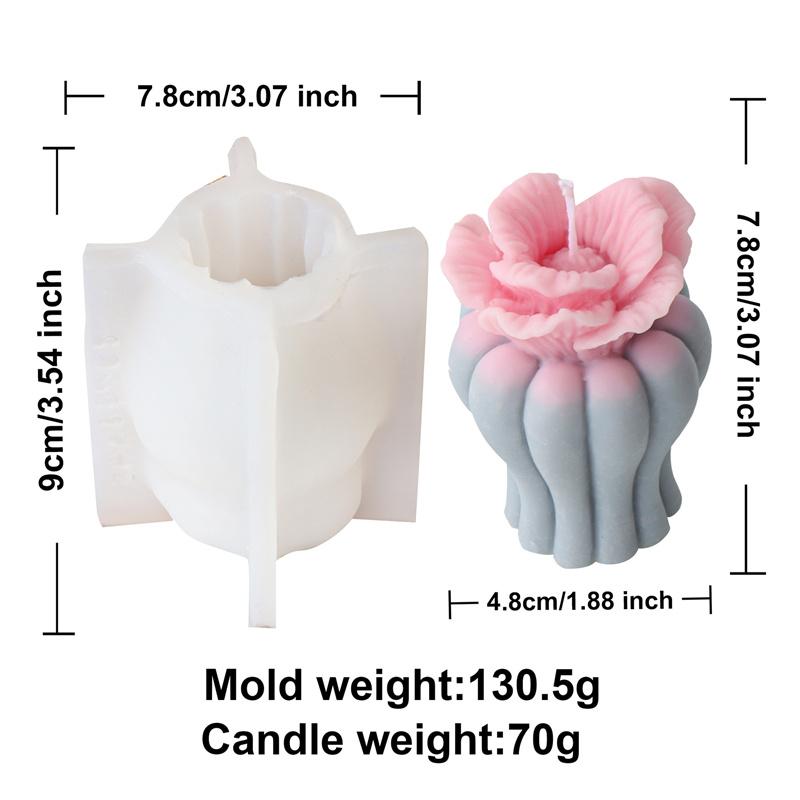 3D Succulent Flower Plant Flower Vase Shaped Candle Silicone Molds DIY Scented Aromatherapys Making Mould Handmade Ornament Mold