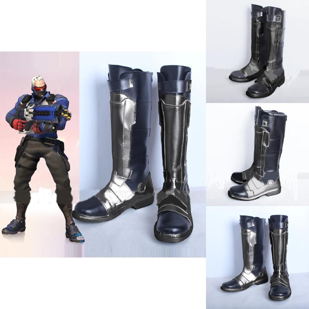Overwatch Soldier 76 Cosplay Boots Custom Made Comfortable Pu Leather Shoes