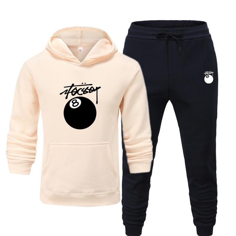 Herr- och damny höst- och vinter plusstorlek bordtennis Nej. 8 Tryckta Sportkläder med Huva Casual Sportklädesset