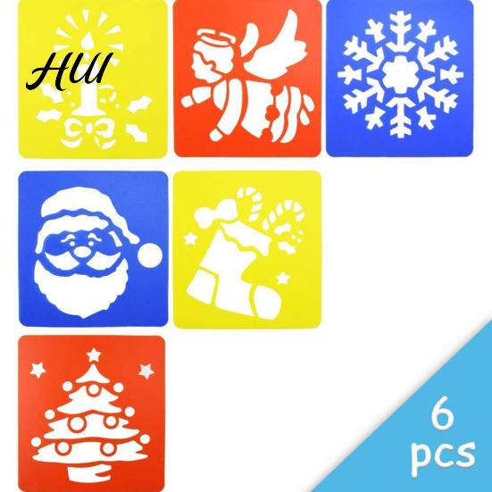 Small Size Paint Stencil 6 Pcs Painting Template Stencils, 5.5x5.9 Inch Washable Reusable DIY Hollow Edge Art Stencils for Wood Paper Fabric,