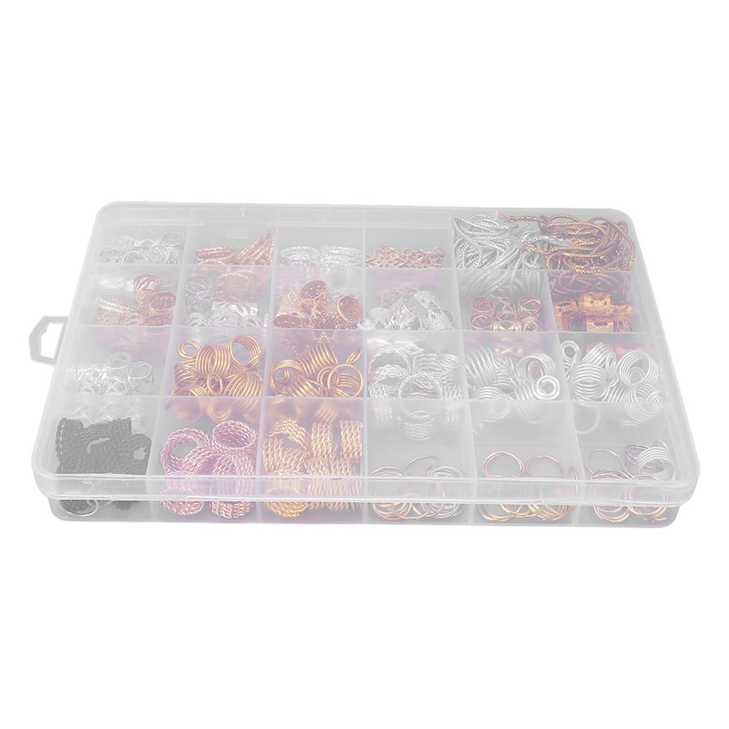 259pcs Dreadlock Bead Ring Kit DIY Exquisite Fashionable Hair Braid Ring Clips Decoration Accessories