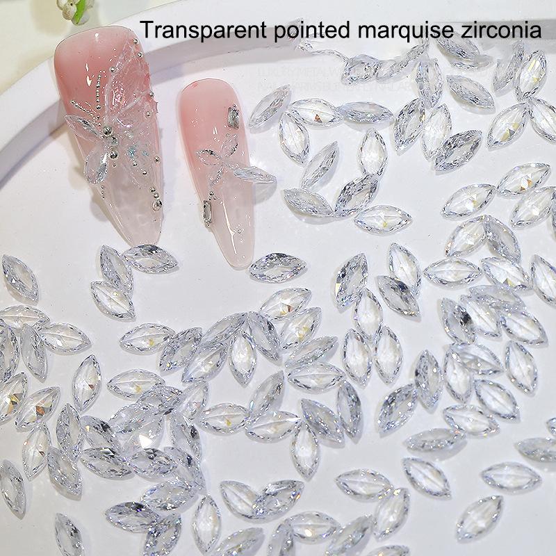 50Pcs Mini Nail Rhinestones Transparent Zircon Flash Nail Art Crystal Gems Dazzling Manicure Tip 3D Nail Art Decoration