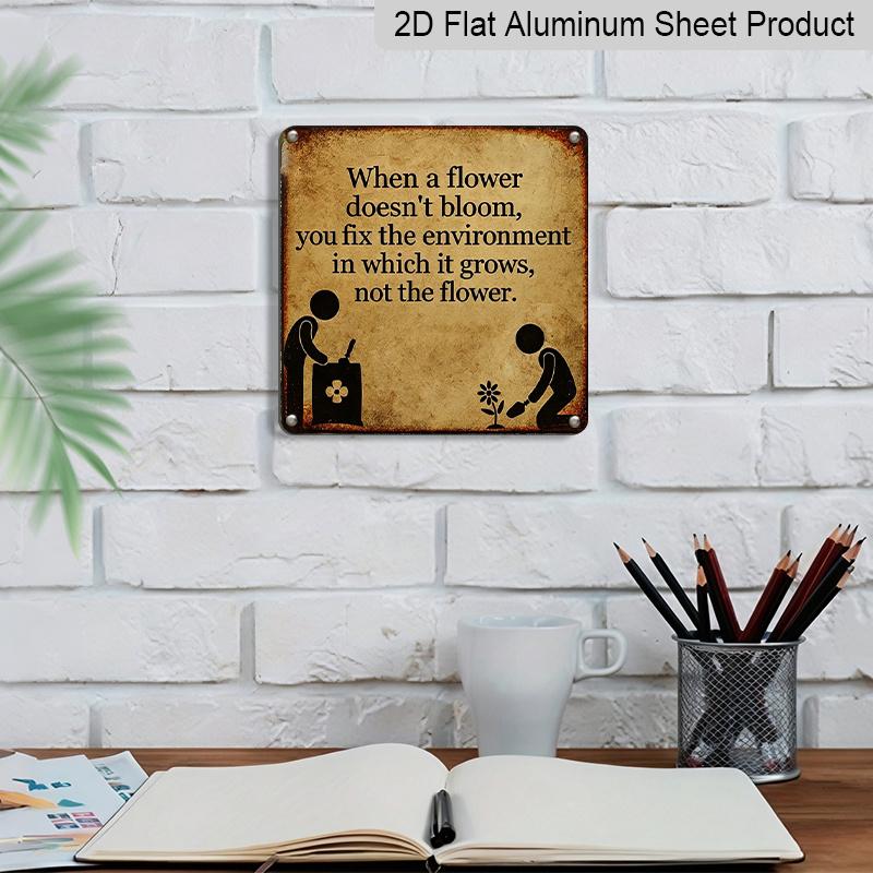 2D Flat - 1pc Retro Aluminium Sign, Outdoor Decorative Wall Sign, Inspirational Quote Theme: "Save The Planet, Not The Flowers", Home Wall Decor