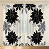 Black and White Floral Pattern Print Drapes Room Darkening Window Curtains for Home Decor,Rod Pocket Blackout Curtains Bedroom