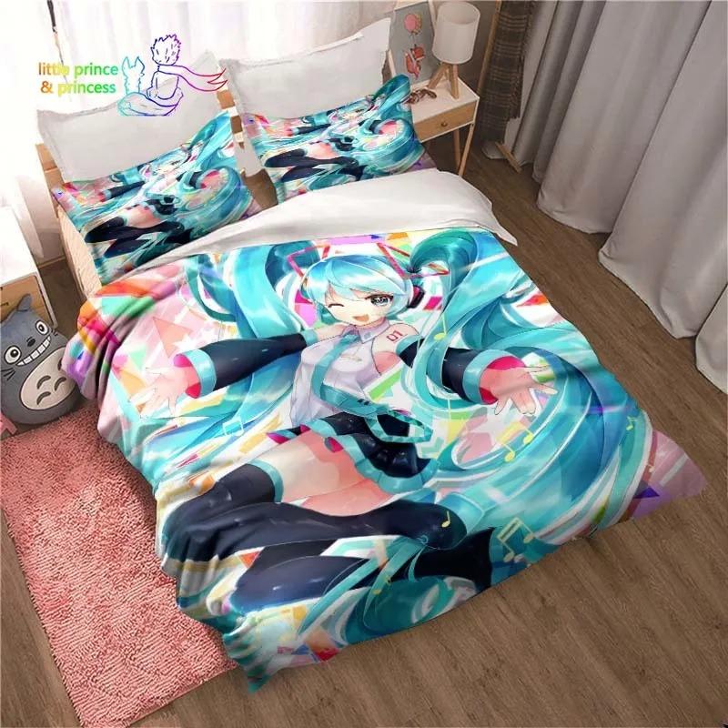 Set de lenjerie de pat Anime Kawaii Japonez Miku Single Twin Full Queen King Size Set de pat Aldult Copil Dormitor Imprimeu 3D