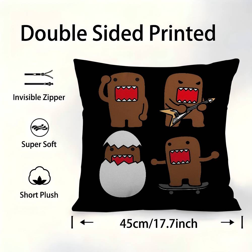 Cute Domo-Kun Pillowcase Toon Gift Cushion Cover Bedroom Home Sofa Chair Seat Decor Pillow Case
