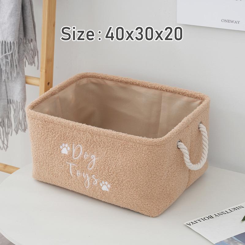 Cesto Porta Giocattoli per Cani in Peluche Pieghevole Scatola Porta Giocattoli per Cani con Manico Confortevole Adatto per Conservare Accessori Giocattoli per Animali Domestici