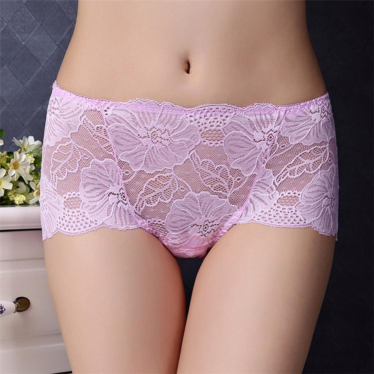 Yu Mei 319 Women's Plus Size High Waist Lace Trim Cutout Panties
