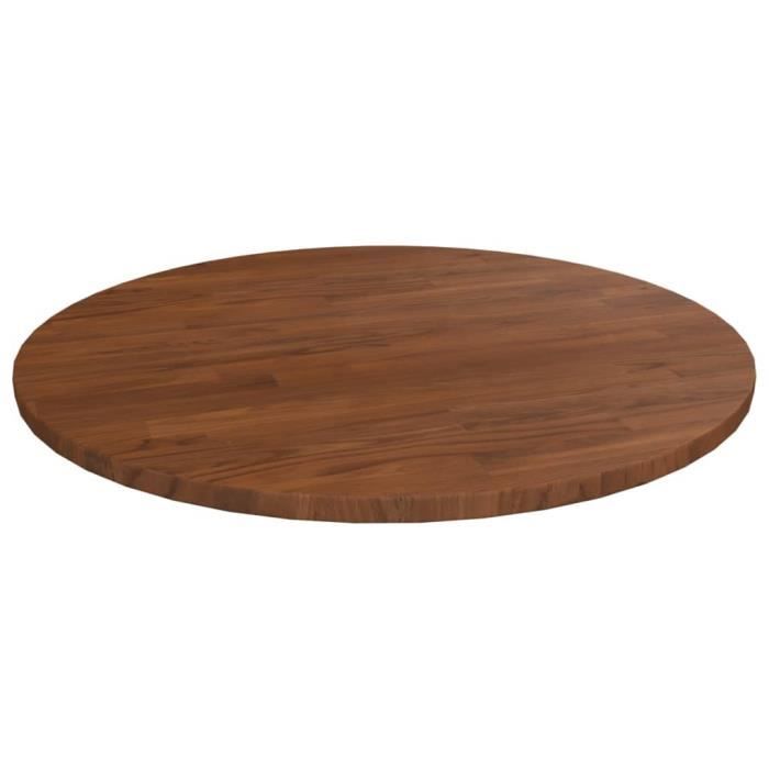 342967 vidaXL Dessus de table rond Marron foncé Ø50x1,5cm Chêne massif traité