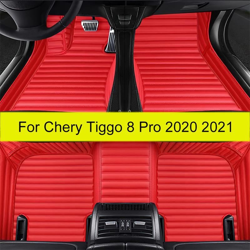 100% Fit  Made Leather Car Floor Mats For Chery Tiggo 8 Pro  Carpets Rugs Waterproof Anti Slip Foot Pads Accessories