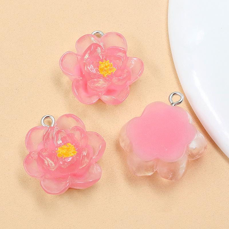 DIY Resin Plant Charm: Transparent Lotus & Cherry Blossom Five-Petal Flower Pendants