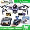 Nou Dronă GT8 8K Profesională HD Camere Duble Ecran Telecomandă 5G WIFI Motor Fără Perii Evitare Obstacole Quadcopter Pliabil Jucării