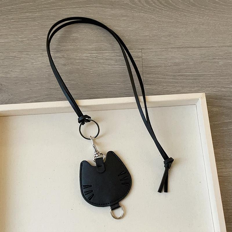 Leather Love Cat Change Bag Pendant Necklace Female Cute Versatile Fashion Accessories Sweater Chain