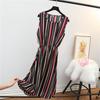 Stylish Striped Sleeveless Dress for Middle-aged & Elderly Women, Mid-length, Loose Fit, Slimming & Versatile Design
