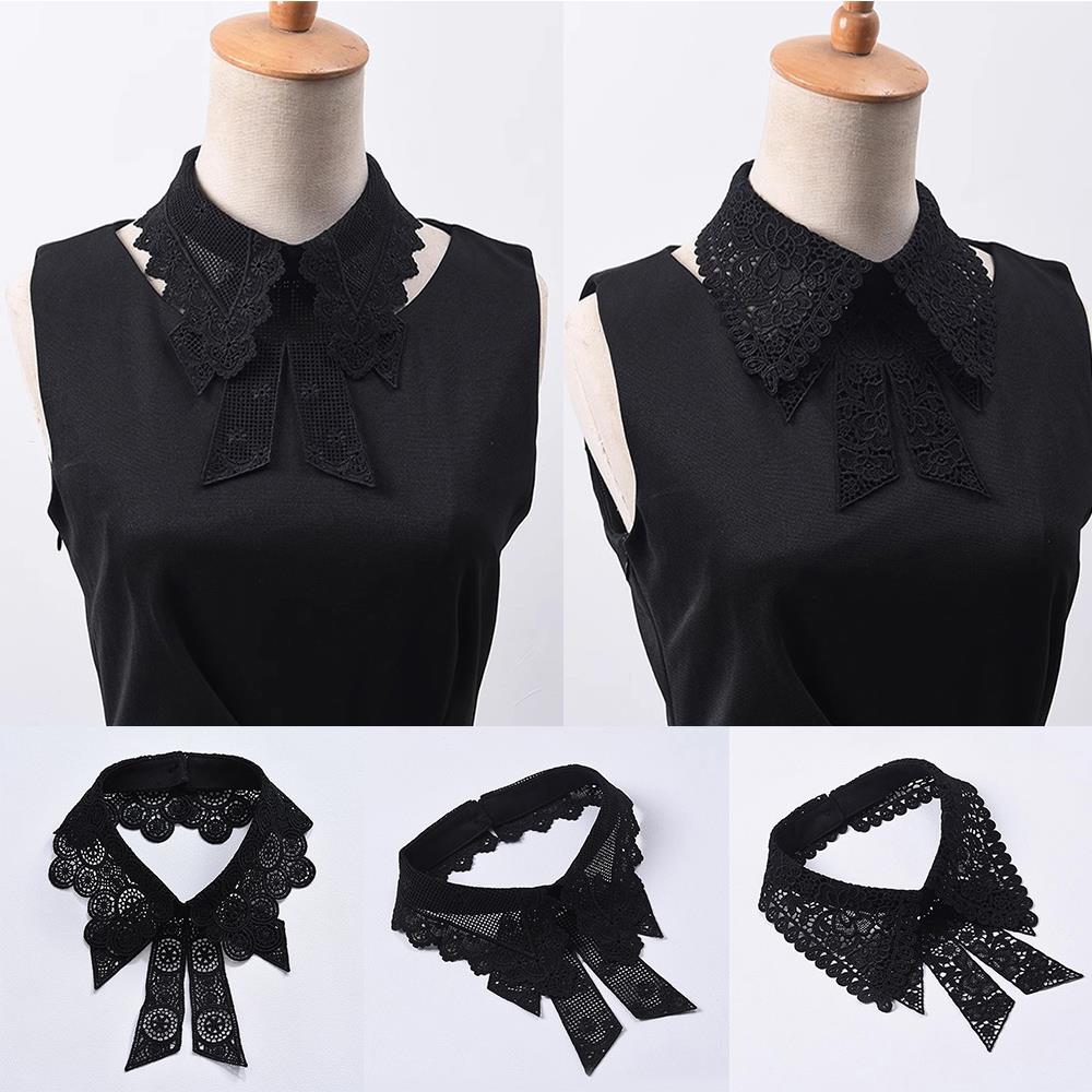 Pół koszuli Klapa Szal Odpinany Dekolt Haftowany Dekor DIY Fałszywy Kołnierzyk Koronkowy Kwiatowy Sztuczny Kołnierzyk Stylowy Damski Kołnierzyk