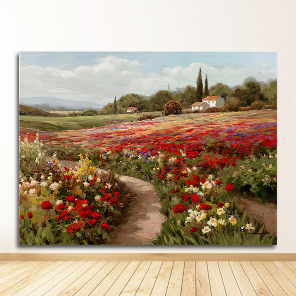on Canvas Posters and Prints Wall Picture for Living Room Claude Monet Poplars Poppy fields Landscape Impressionist Oil Painting 21X30CMNo Framed