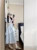 Korean Style Blue Puff Sleeve Drawstring Waist Dress for Women - Summer 2026 Collection