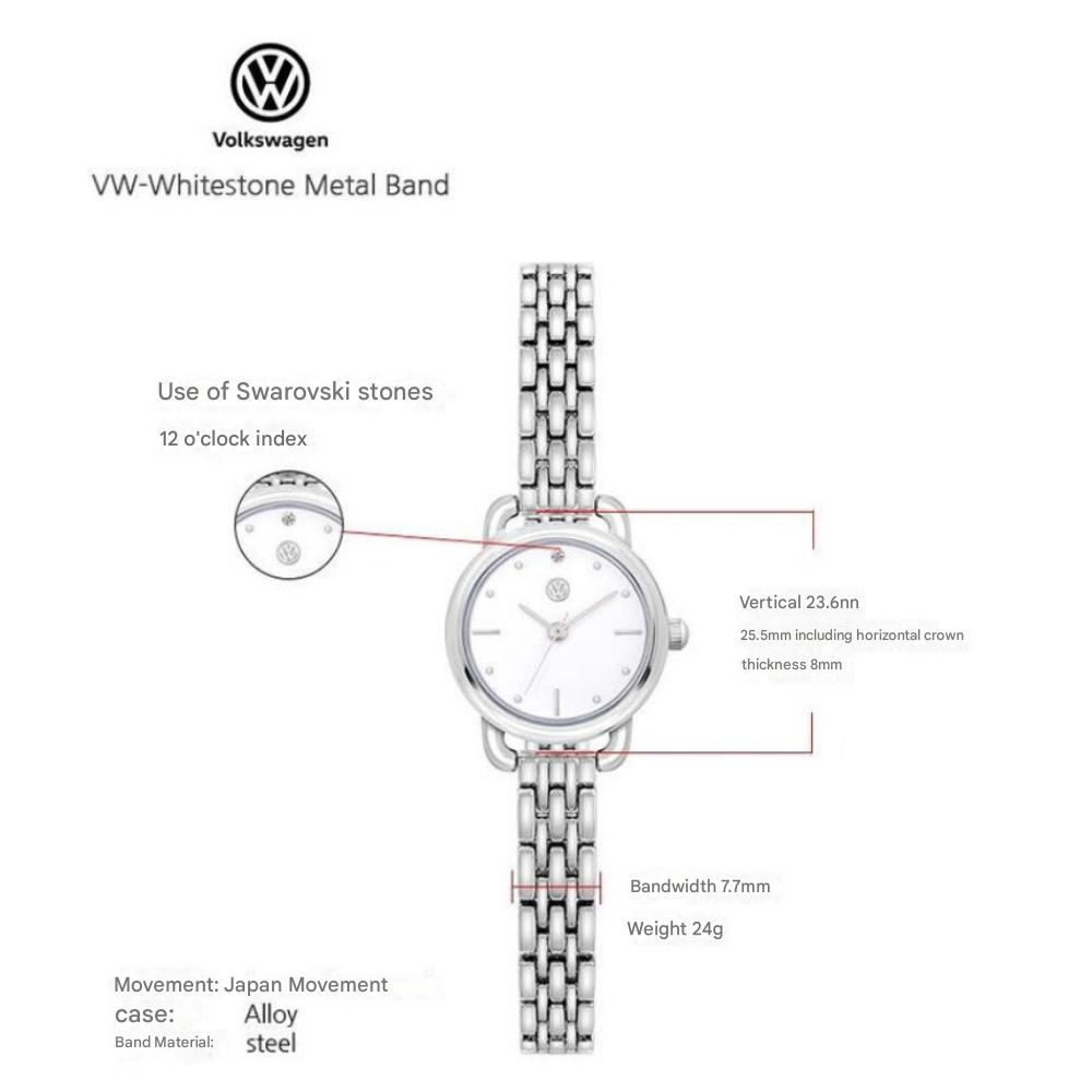 Ensemble Montre Métal Pierre de Diamant Volkswagen + Bracelet