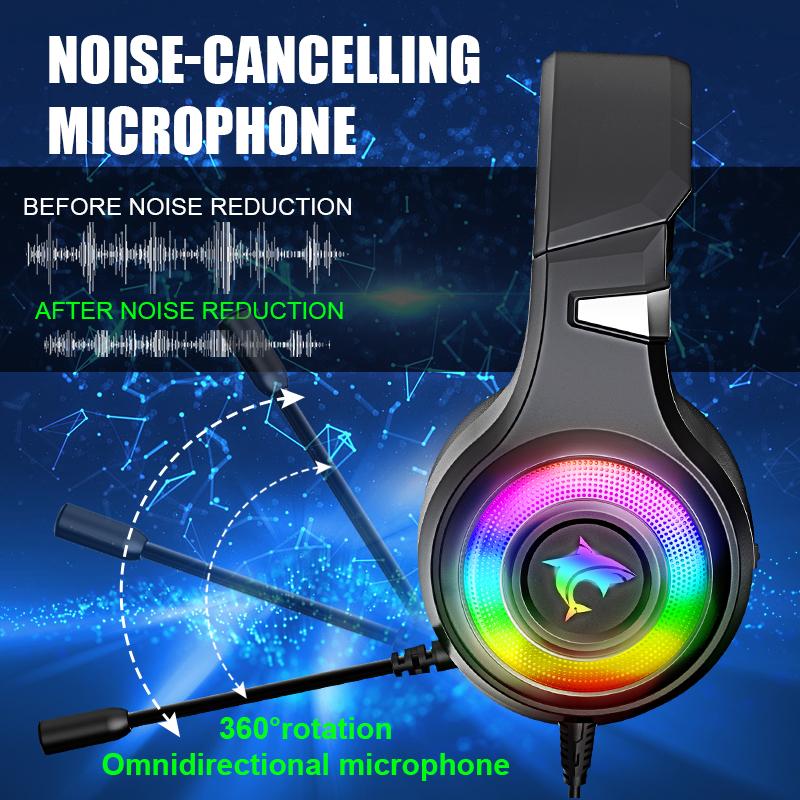 Colorful RGB Noise Cancelling Gaming Headphones For PC PS4 XBOX  7.1 Surround Sound Headset Gamer Helmet with Microphone