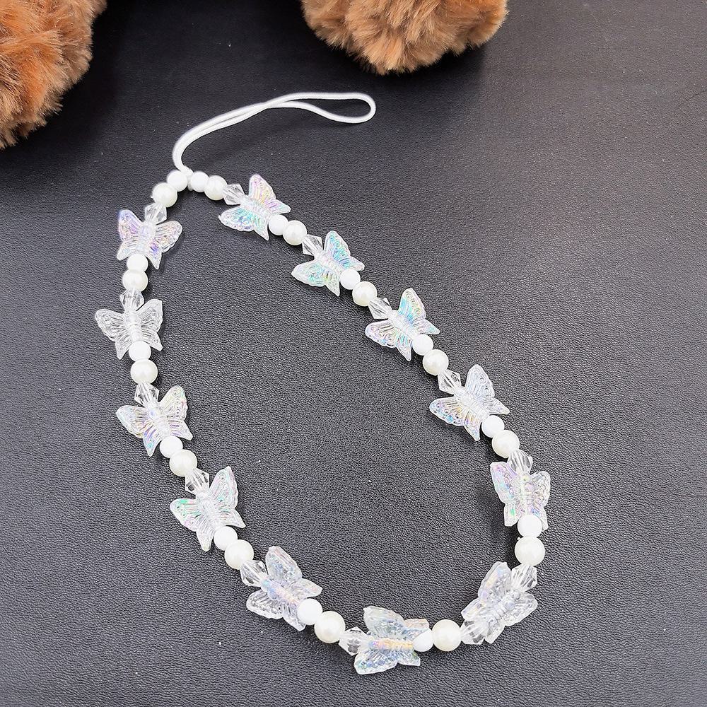Butterfly Bead Necklace: Stylish Short Lanyard for Female Bag Accessory