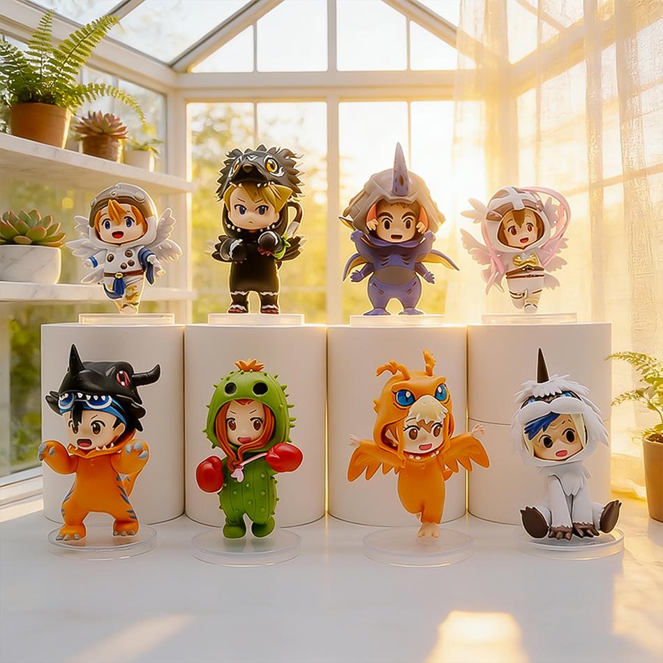 Model Digital Monster 8pcs/set Digimon Adventure Doll Clothing Series Greymon/BlackWarGreymon Action Figure Anime Ornaments Toy