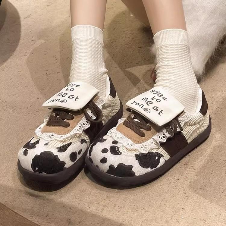 Korean Version of Fashion 2025 Cute Sweet Puff Shoes Women's Summer Breathable Versatile Lightweight Flat Casual Training Shoes