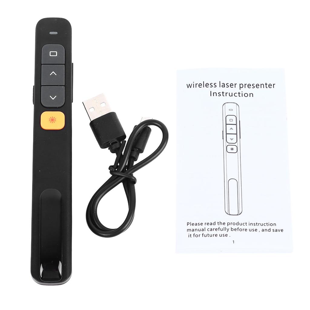 Laser Pointer Black USB Receiver Plug and Play Rechargeable Presentation Click Pointer for Classroom Office Meeting