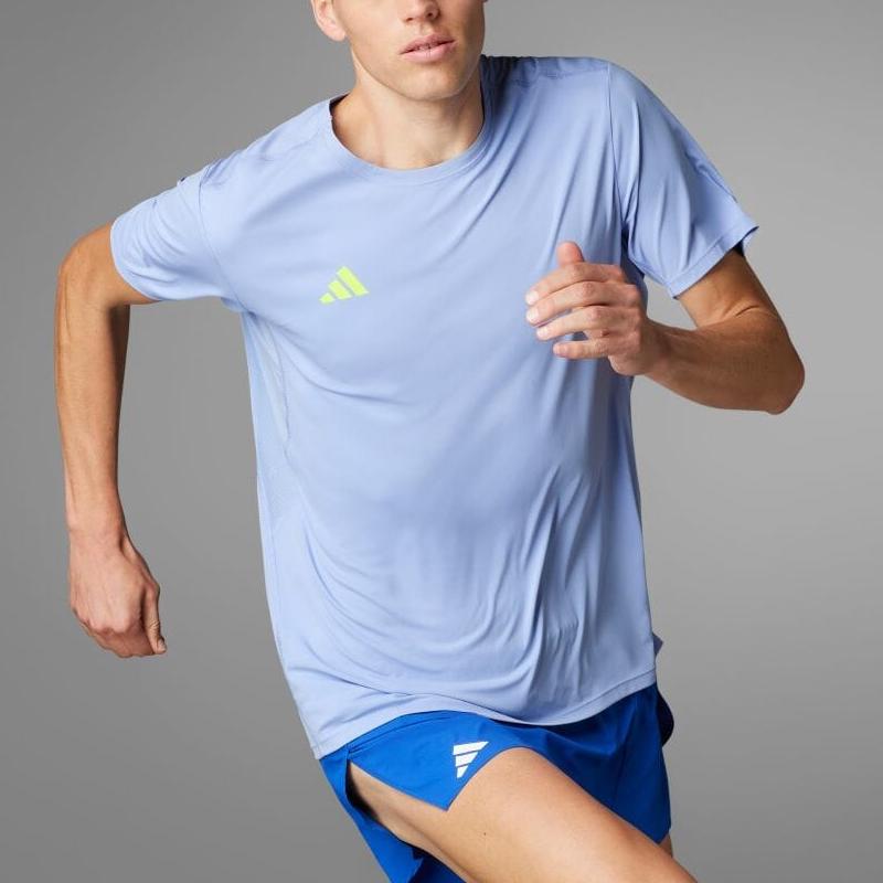 Adidas Adizero Essentials Round Neck Printed Casual Short Sleeve T-Shirt Men Tops Light-Blue IX2842