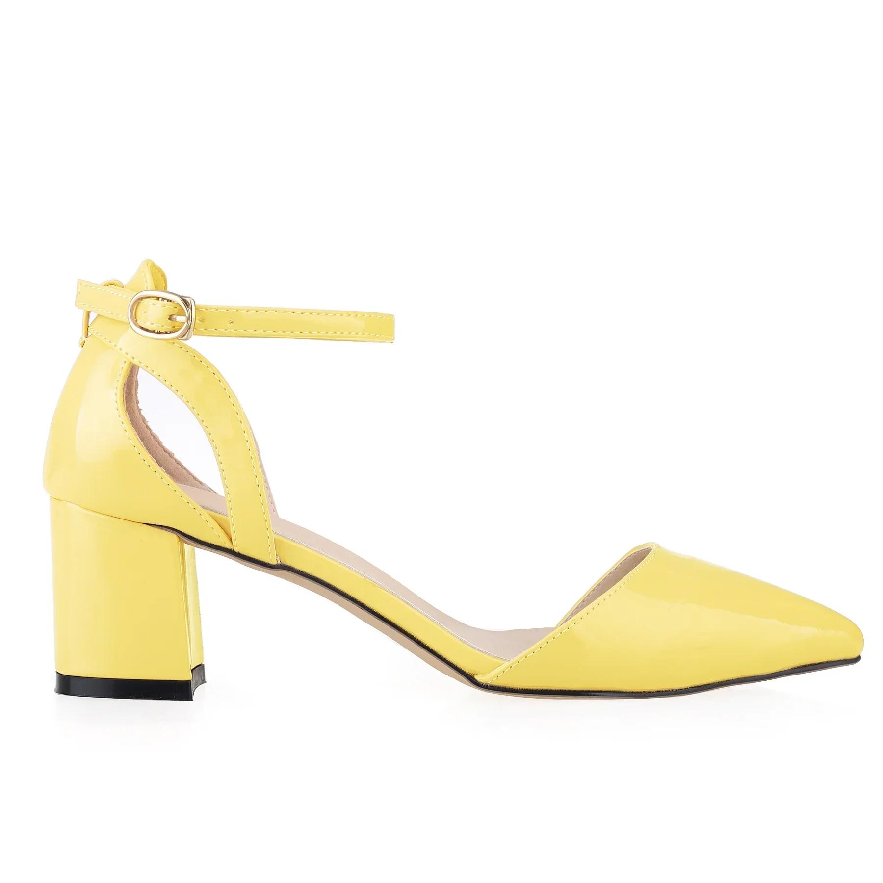 

Летние женские босоножки сексуальные 5 см одинарные рабочие туфли OL толстые высокие каблуки матовые туфли с острым носком туфли-лодочки полые горлышки вечерние красные свадебные туфли 35