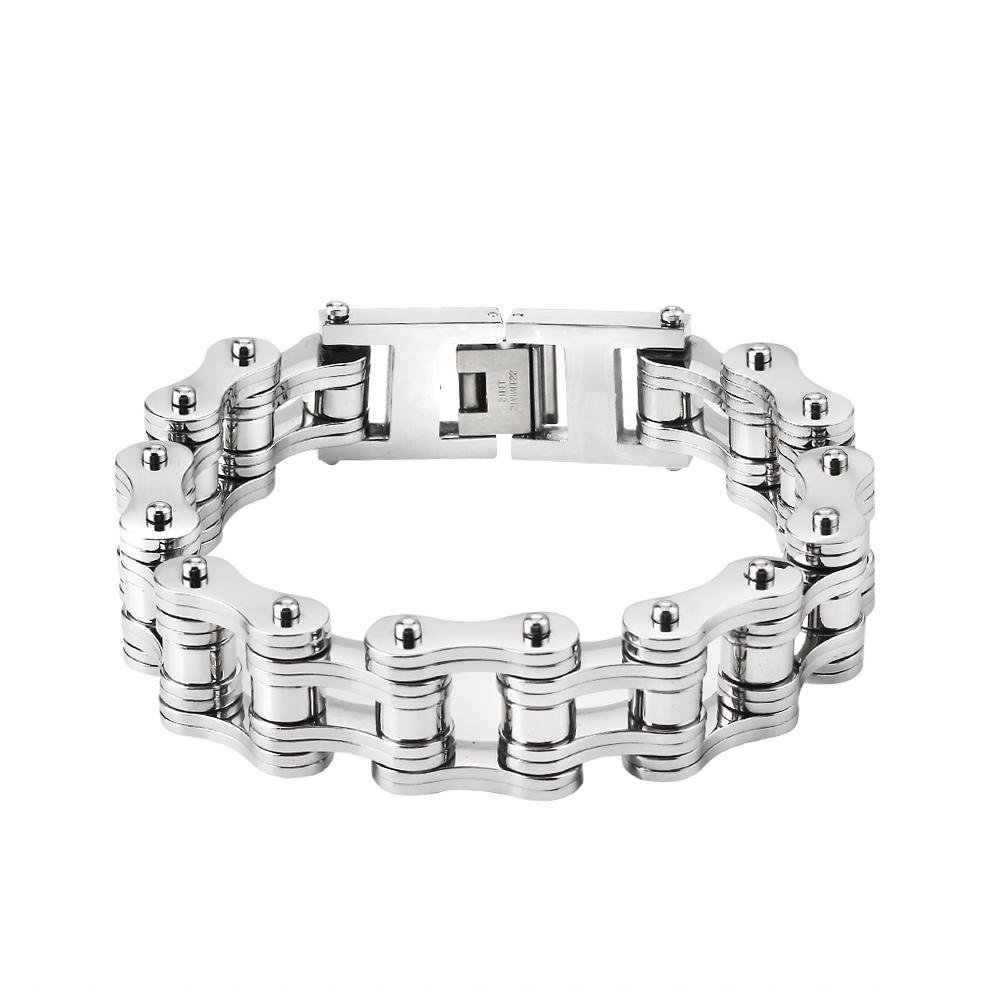 Punk Pulseiras e Braceletes Laranja de Bicicleta para Homem Preto Corrente de Motocicleta Pulseira Homem Mulher Aço Inoxidável Joias de Pulso Biker