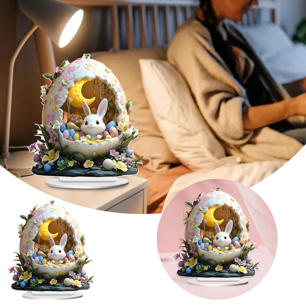 2d Flat Easter Eggs Cute Bunny Acrylic Table Top Decorations Wear Decorations Small Christmas Ornament