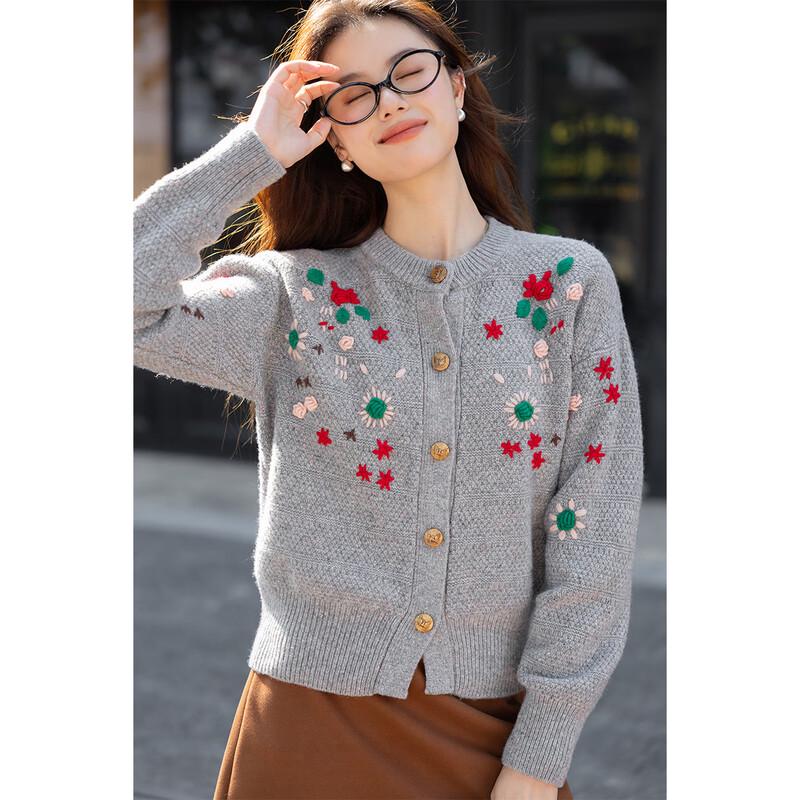 

MOKANA Handmade Crochet Embroidered Wool Cardigan M