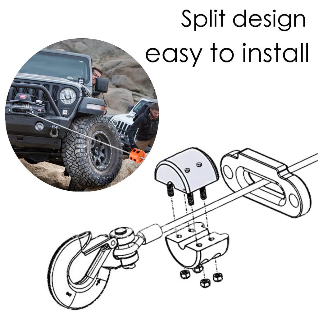 Winch Stopper,Winch Cable Hook Stopper Rubber Rope Line Saver Winch Cable Hook Rubber Stopper for Synthetic Winch Rope