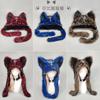 Goth Handwork Medieval Cross Fluffy Hat Woman Punk Wolf Cat Ears Plush Headgear Gothic Darkness Cosplay Props Windproof Gorros